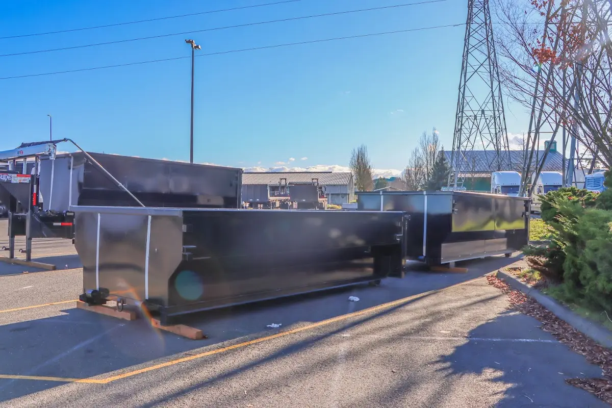 Roll-off dumpster ready for waste disposal at job site for 8 Yard Dumpster Rental in Richland Hills